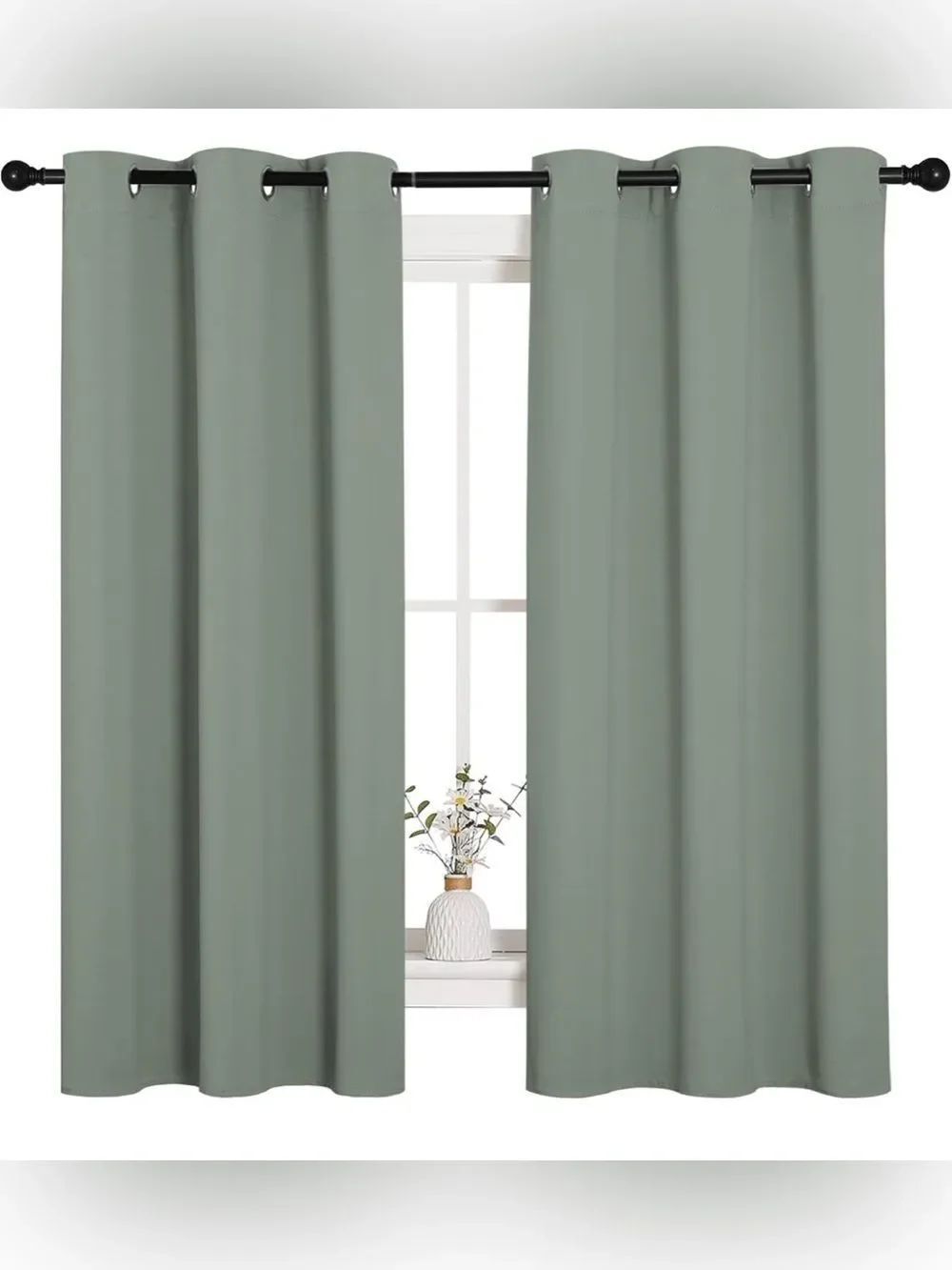 NICETOWN Blackout Curtains 37x63 Sage Green Grommet Panel New